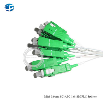 Free shipping 10pcs Mini 0.9mm SC-APC 1x8 SM PLC Splitter Fiber optic whiate PLC Splitter SC APC SM PLC Splitter